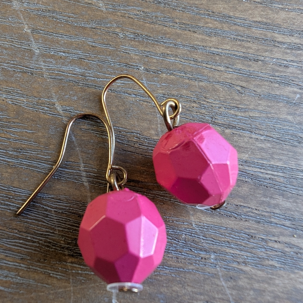 Vintage Fuschia Drop Earrings